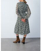 Jurk Elie met groene print op een grijze achtergrond