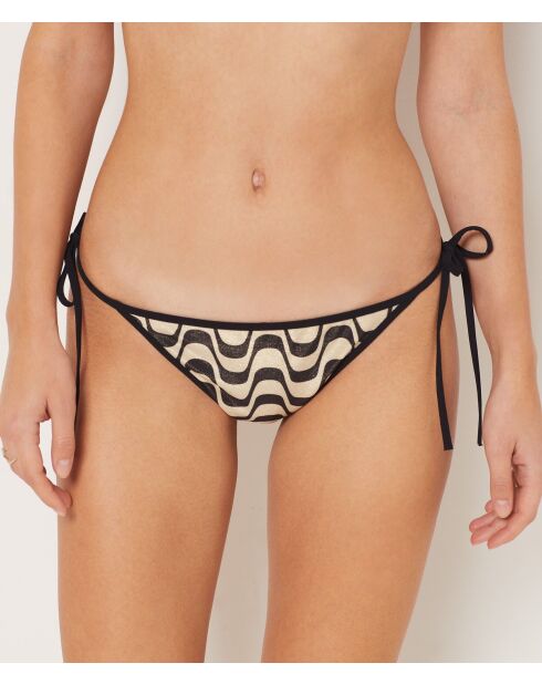 Magic Shell Bikinihose mit beige-schwarzem Aufdruck