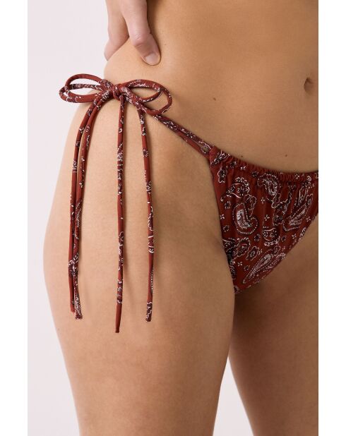 F Charliz Brasilianische Bikinihose mit braunem Hintergrundprint