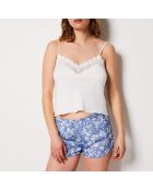 Lavendelkleurige short met paarse achtergrondprint