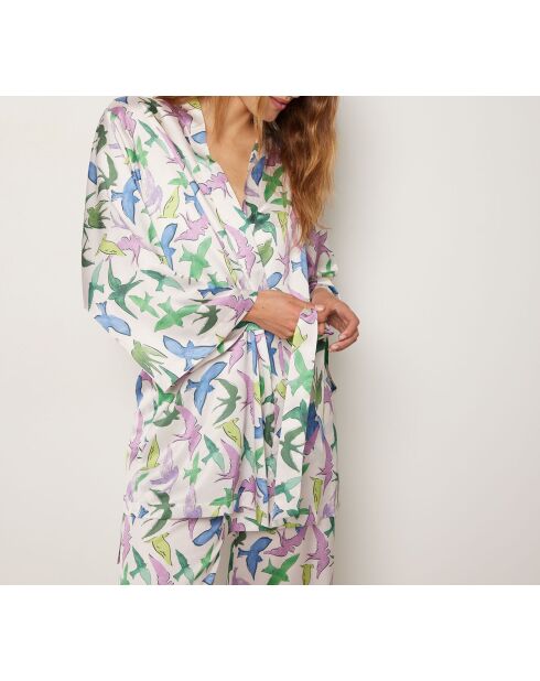 Bata estampada Janna azul y verde