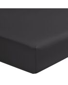 Lenzuolo con angoli elasticizzati Teophile in raso di cotone biologico tinta unita grigio antracite