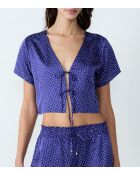 Tioko top met marineblauwe print