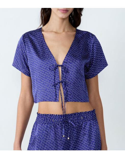 Tioko top met marineblauwe print