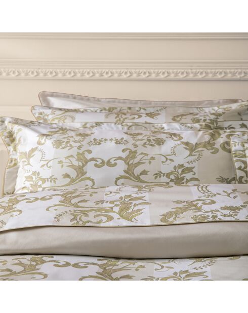 Copripiumino con stampa in raso di cotone biologico bianco Opera