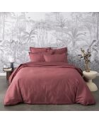 Lenzuolo con angoli elasticizzati Cosmos red Teophile in raso di cotone biologico tinta unita