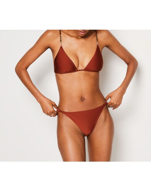 Bas de bikini bresilien nouette Strap swim marron