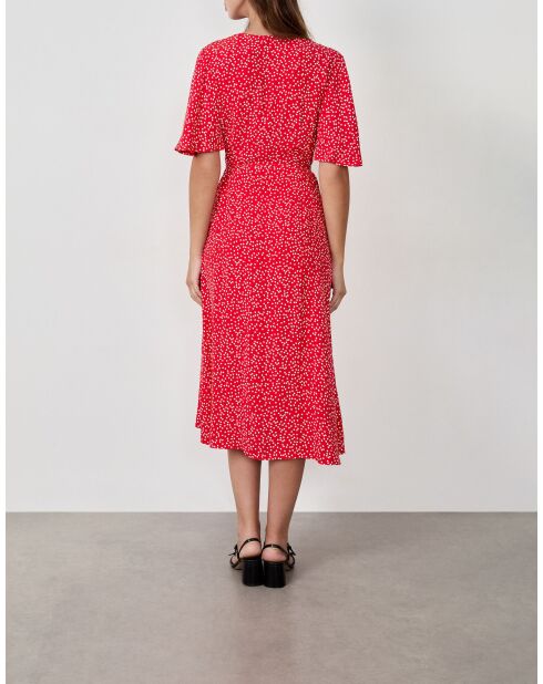 Betina jurk met rode achtergrondprint