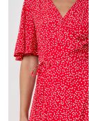 Betina jurk met rode achtergrondprint