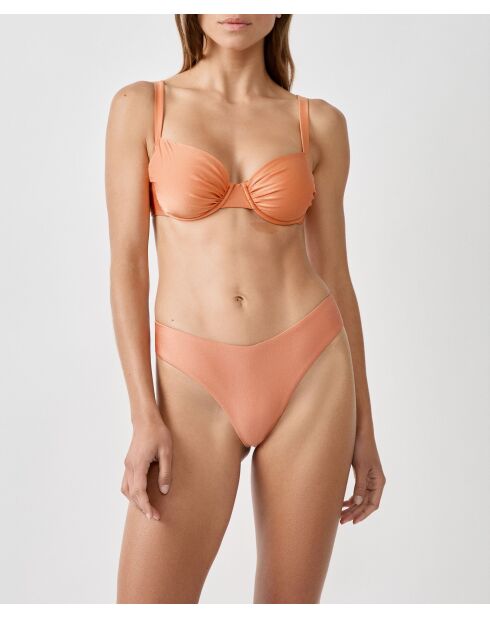 Braguitas de bikini brasileñas Mooka de pierna alta de color naranja