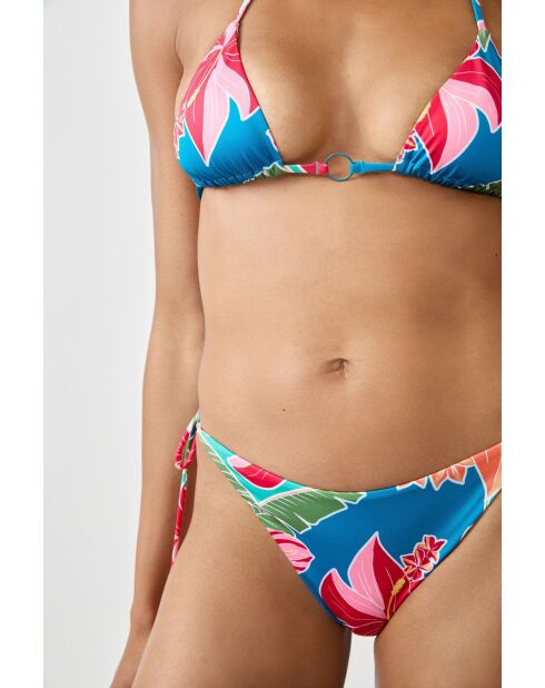 Braziliaans bikinibroekje Nouette Hibiscus blauwgroene print