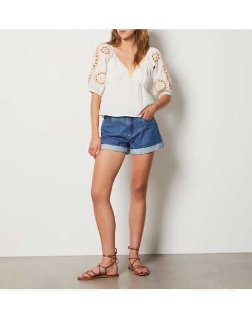 Top bordado de lino Amel