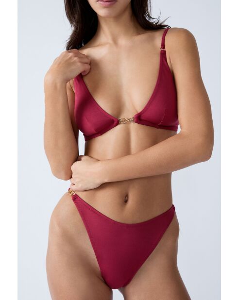 Maillon bordeauxrood Braziliaans bikinibroekje met hoge pijpen