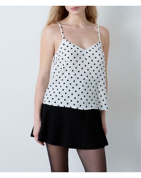 Canotta Elvis con motivo a pois neri su sfondo bianco