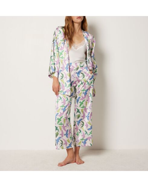 Bata estampada Janna azul y verde