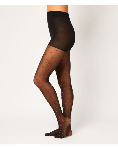 Zwarte panty met hartpatroon Ivy