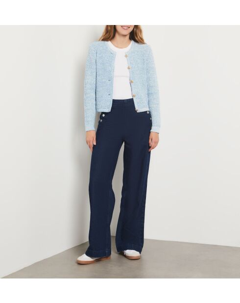 Fasie himmelblaue Strickjacke