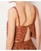 Top Bangka b marrone con spalline sottili