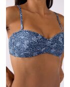 Annie patchwork blauwe bedrukte bh met hoofdband zonder beugel en schelp