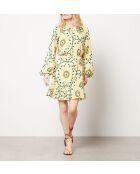 Abito giallo brillante con stampa San Valentino