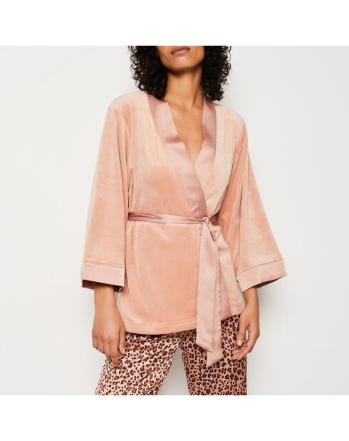 Dreiteiliger Pyjama Nanima Rouge und Leopard