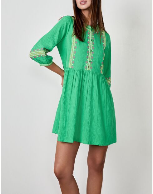 Abito Teodora verde ricamato