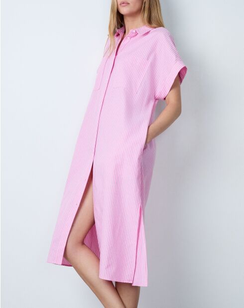 Calin rox roze en wit gestreepte jurk