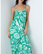 Camicia da notte stampata blu verde Faeza