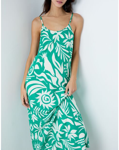 Blauwgroen nachtjapon met print Faeza