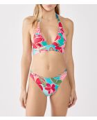 Blauwgroen bedrukt Hibiscus bikinibroekje