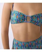 Bandeau-BH ohne Bügel und Sao-Muschel-Print auf violettem Hintergrund