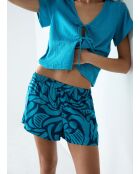 Edna eendenblauwe korte broek