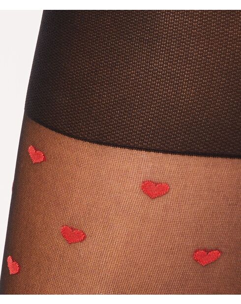 Zwarte panty met hartpatroon Ivy