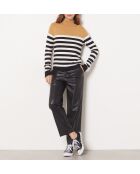 Criss ecru gestreepte trui met col