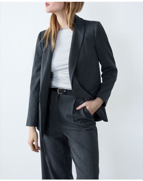 Antracietkleurige agatha-jas