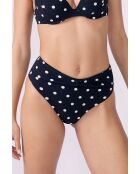 Bikinibroekje met hoge taille en zwarte achtergrondprint