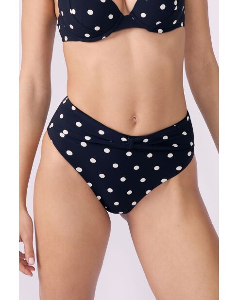 Bikinibroekje met hoge taille en zwarte achtergrondprint