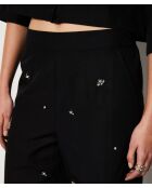 Kristallen broek met zwart borduursel