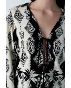 Negligee Nalani con stampa ecru e nera