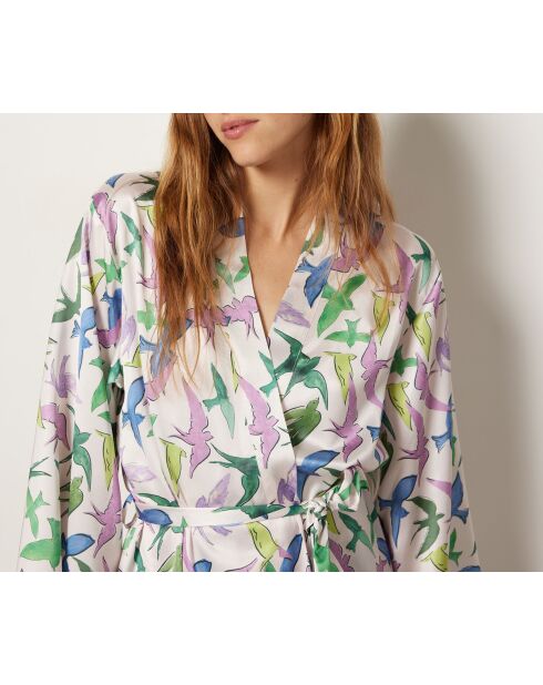 Bata estampada Janna azul y verde