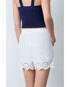 Bestickte ecrufarbene Shorts Victorine