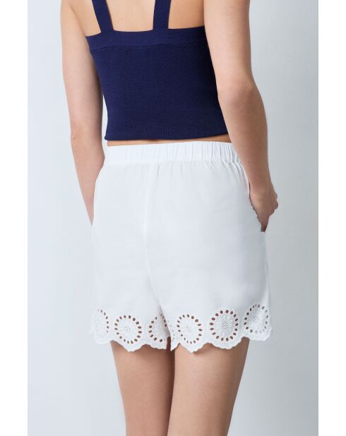 Bestickte ecrufarbene Shorts Victorine