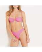 Bas de bikini bresilien high leg Manzania imprimé fond rose