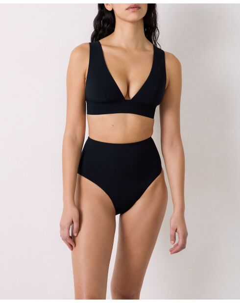 Slip bikini a vita alta scolpiti neri