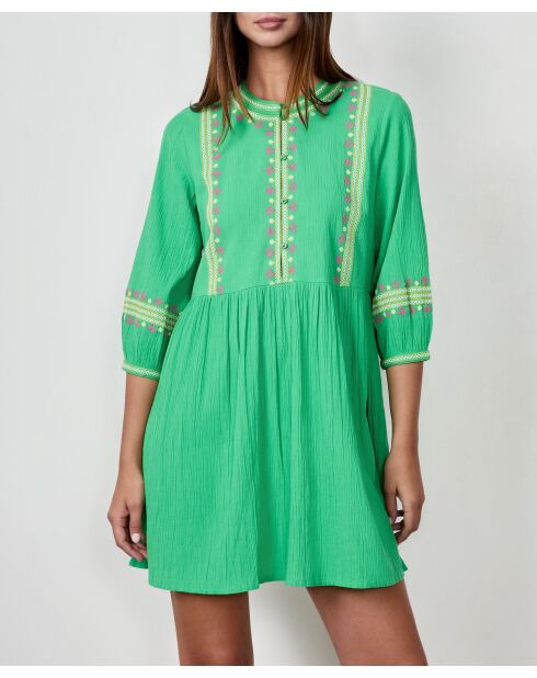 Abito Teodora verde ricamato