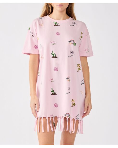Roze Arizonalove korte jurk met korte mouwen