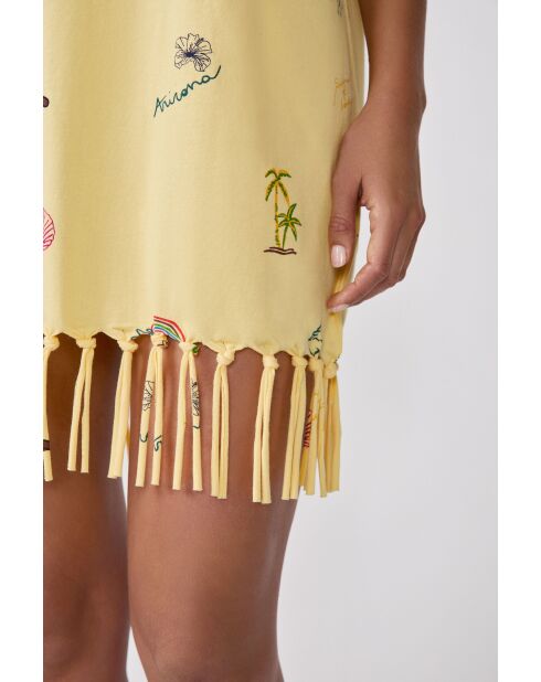 Arizonalove lichtgele korte jurk met korte mouwen