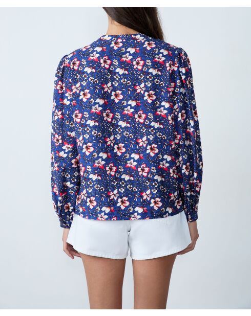 Blusa Vilma blu verde stampata