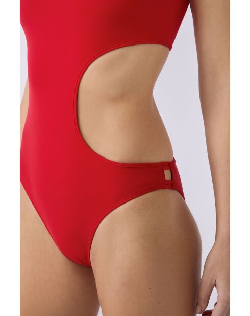 Costume da bagno intero rosso senza ferretto rosa