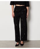 Kristallen broek met zwart borduursel